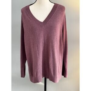J. Jill XL V-Neck Pullover Sweater Purple Long Sleeve NWOT